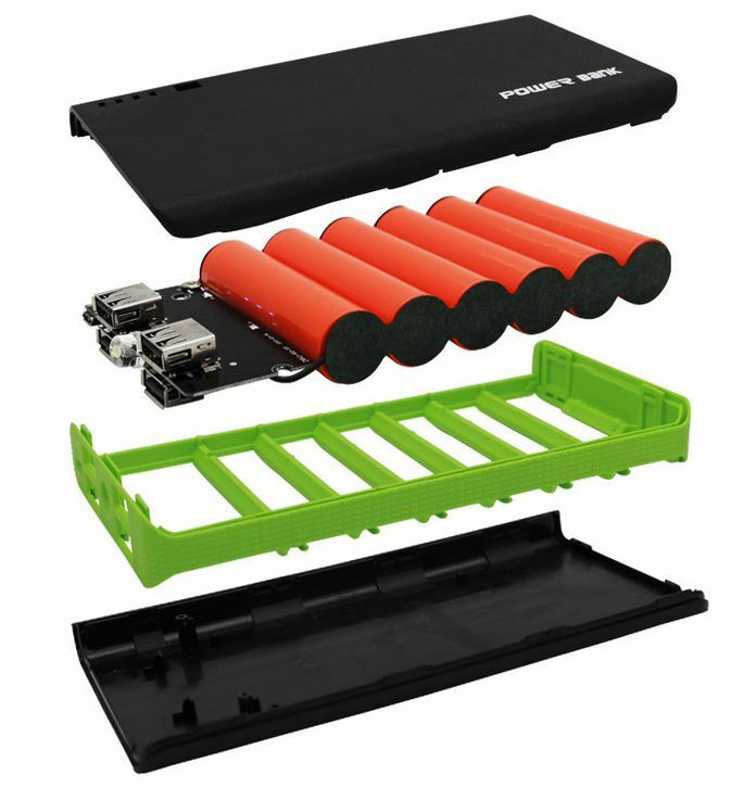 4 USB 2A Power Bank Case Kit 6x18650 Battery Charger DIY Box Case For Cell Phone