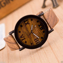 Fashion Womens Wood Leather Band Roman Numerals Retro Analog Quartz