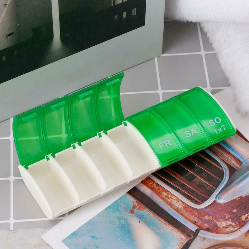 7 Days Pill Case 7 Grids Mini Medicine Splitter Tablet Storage Box (Green)