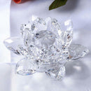 Crystal Lotus Flower Buddhist Ornament Feng Shui Art Glass Paperweight Clear
