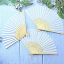 1X(18 Pieces White Handheld Fans Cloth Fans Bamboo Folding Fans For Wedding