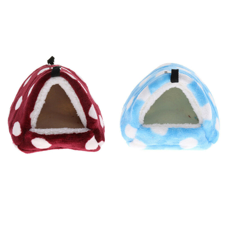 2pcs Guinea Pig House Hammock Bed Hanging Chinchilla Hideout Hut (Blue,Red)