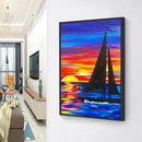 Full Drill Round Diamond Painting Sailboat Cross Stitch Embroidery Mosaic