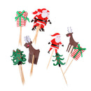 Pack of 24 Pieces Festival Cartoon Christmas Cupcake Picks Tree Santa Reindeer