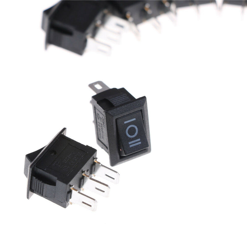 10PCS KCD11 3A/250V 3 Pin SPDT ON-OFF-ON 3 Position Snap Rocker Switch S Ew