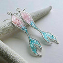 Unique Sparkle Mermaid Tail Drop Hook Earrings Womens Party Wedding Jewelry