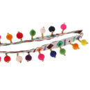2Pcs Ethnic Fringed Tassel Lace Jacquard Ribbon with Pompom Ball Trim 1 Yard