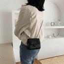 Women PU Leather Messenger Bag Chain Small Shoulder Satchel Bags (Black)
