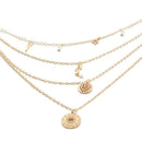 Boho Cross Wafer Pendant Clavicle Chain Women Multilayer Necklace Jewelry