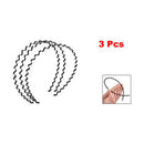 3 Pcs Wavy Design Black Metal Hair Hoop Headband Ornament for Women