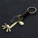 Fashion Cute Animal Giraffe Suspension Pendant Leather Keychain Keys Ring H