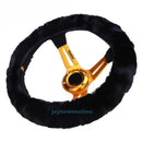 Black Soft Elastic Winter Warm Plush Steering Wheel Cover Auto Car Accessory
