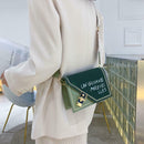 Fashion Women Shoulder Bag Letters PU Leather Flap Messenger Bags (Green)