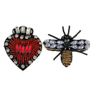 2x Rhinestone Beads Bee Heart Embroidery Applique Sew on Patch Garment Decor