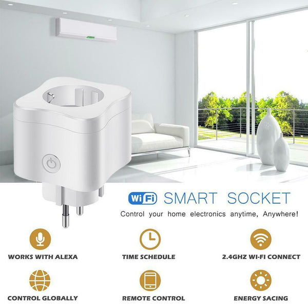 Wireless Smart EU Plug WiFi Socket Power Monitor Switch for Google Home/Alexa