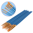 10Pcs Nylon Hair Watercolor Paiting Brush Pen Drawing Artist Paint Point Tip Set