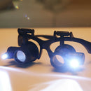 Multi-Power Double Lights Magnifier Glasses Loupe Magnifying Glass w/Lens A