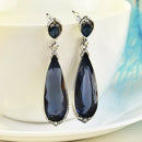 1 Pair Charm Crystal Long Dangle Earrings Blue Water Drop Earrings Women Gifts