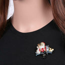 Crystal Santa Claus Animal Pin Brooch Clothes Lapel Badges Christmas Gift