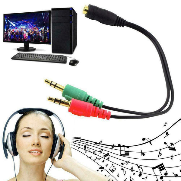 3.5mm Headphone Mic Audio Y Splitter Cable Audio Microphone For Speak Jack P3Y2