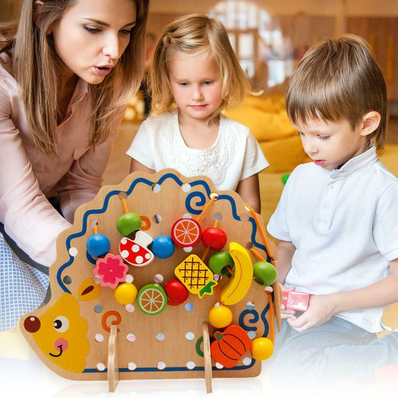 Wooden Fruits Lacing Stringing Beads Toys Hedgehog Fruit String Beads Boar