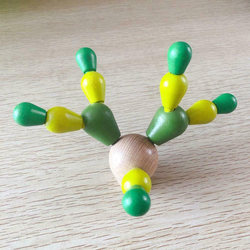 Baby Children Cactus Balance Toys Wood Travel Portable Block Assemble Table Game