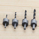 4Pcs HSS 5Flute Countersink Drill Bit Set Screw Woodworking Chamfer Tool 3-