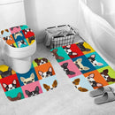 4Pcs Home Bathroom Decor Set Cool Dog Pattern Toilet Seat Cover Bath Mat Se