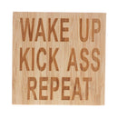 Rustic Wake Up Kick Ass Repeat Inspirational Wooden Sign Art Home Room Decor