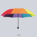 Portable Rainbow Strong Windproof Sun/Rain Umbrella Automatic 3 Fold Handle
