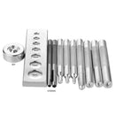 Set of 11Die Punch Tool Snap Rivet Setter Base Kit For DIY Leather Craft Tools