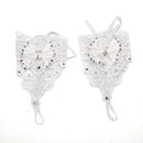 Short Lace Floral Rhinestone Bowknot Fingerless Wedding Party Bridal Gloves T Kw
