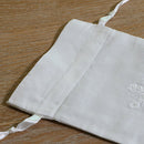 3x Small White Drawstring Gift Bag Cotton Cloth Jewelry Pouch Wedding Embroidery