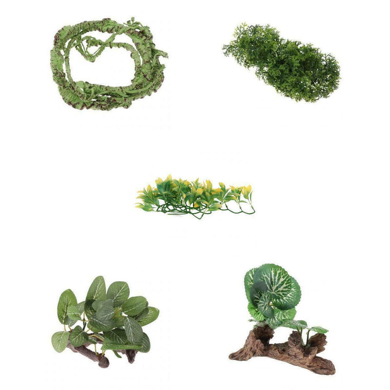 Lifelike Plant Vines Terrarium Plants Ornament Reptiles Habitat Decor 5Pack