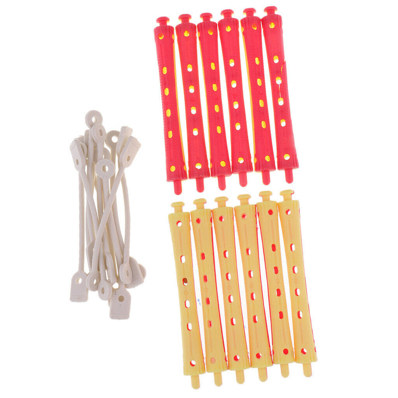 24 Pieces Salon Perm Rods Hair Roller With Rubber Band Curling Hairdressing