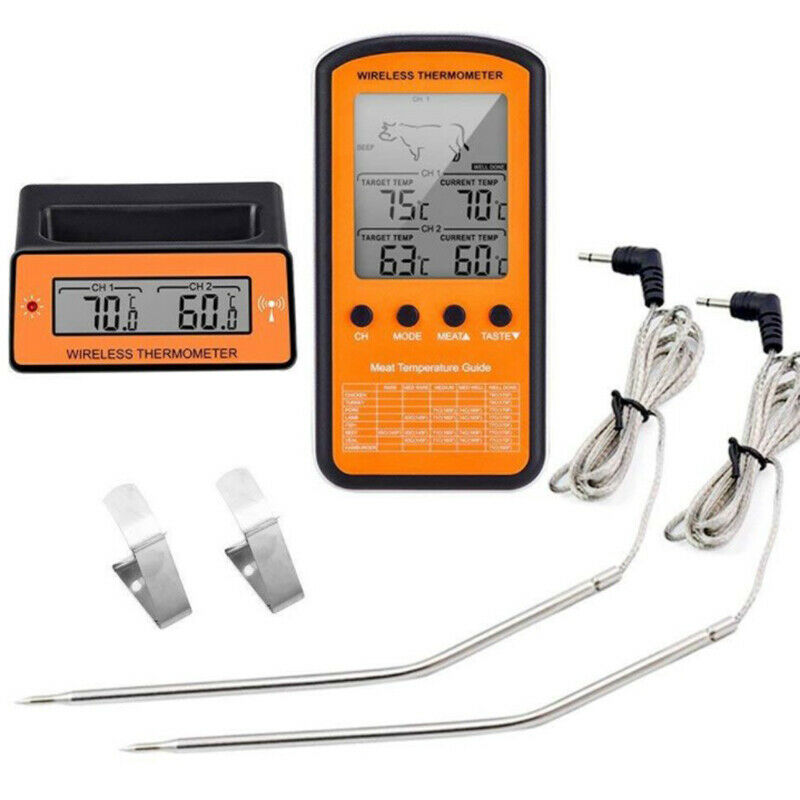 1pc Wireless Remote BBQ Thermometer Dual Probe Digital Cooking MliB Hn
