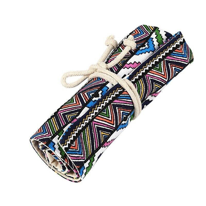 School Canvas Roll Pouch Pen Storage pecncil box 48 Holes National style V9Q6