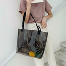Clear PVC Transparent Shopping Bag Shoulder Handbag Lady Travel Tote (Grey)