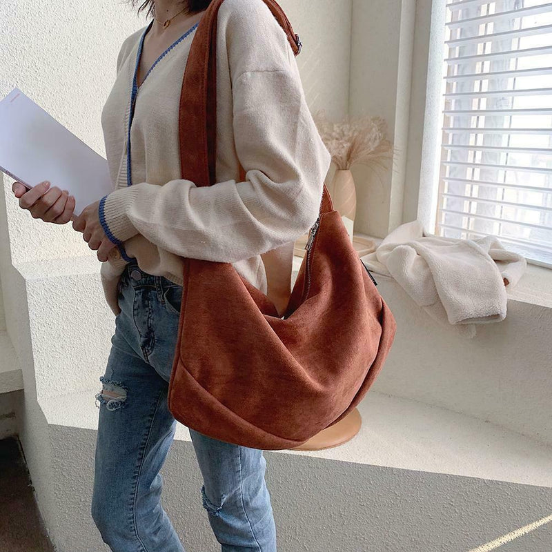 Solid Crossbody Handbag Women PU Leather Large Shoulder Bag (Light Brown) A