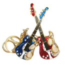 Fashion Guitar Metal Rhinestone Crystal Key Ring Chain Keychain Lover Gi HRM
