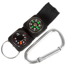 3 in 1 Multifuntional Mini Carabiner with Compass & Thermometer & Key Ring Kit