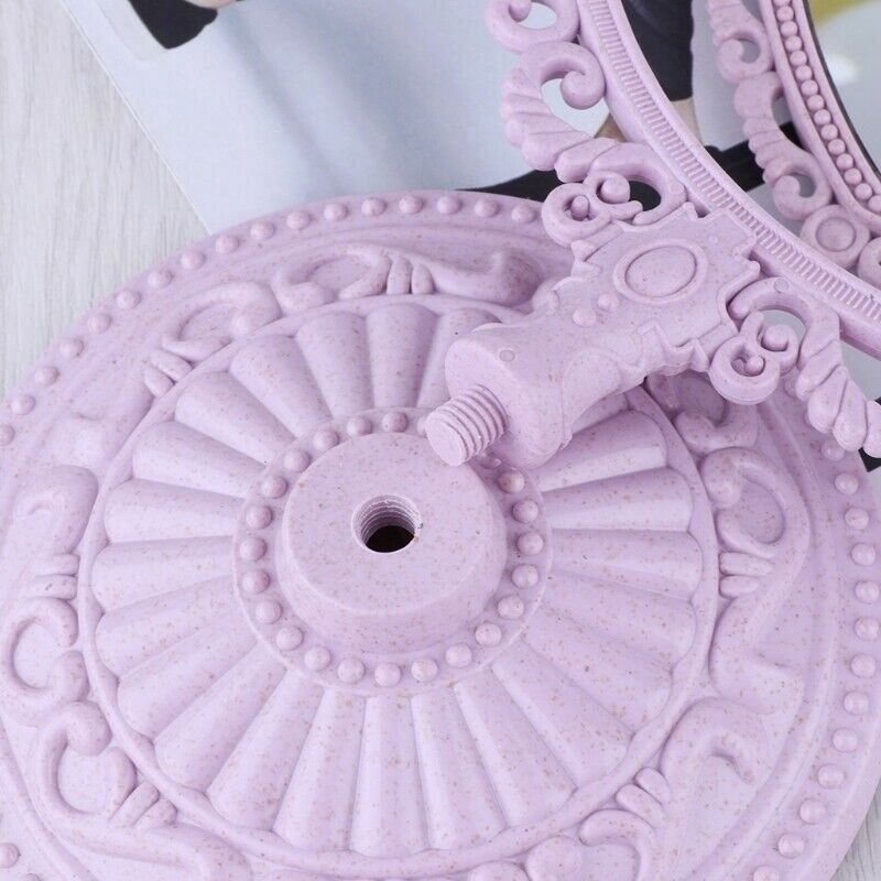 Beige Makeup Mirror Heart Shape Rotatable Stand Table Compact Mirror Plasti Z7L7