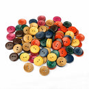 100PCS 19mm Mixed Colors Round Wood Buttons Stoving Varnish for Sewing DIY A