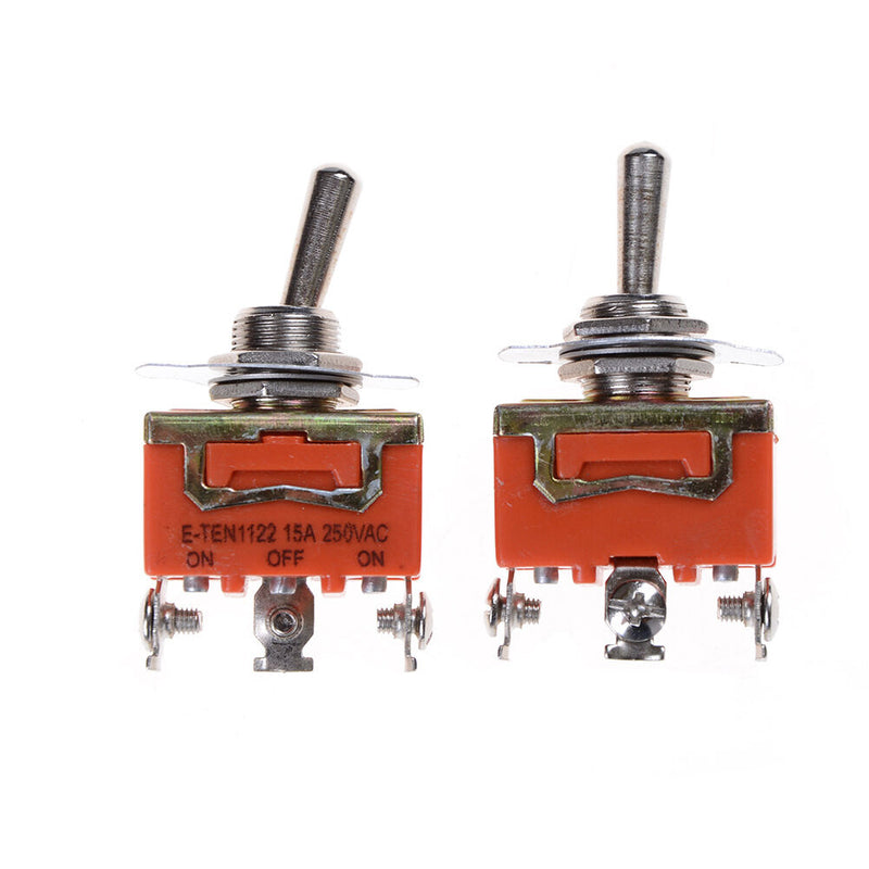 1Pcs 250V 15A ON-OFF-ON 3 Terminals Orange SPDT Locking Toggle Switc.AU