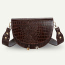 Retro Crossbody Handbag Women Semicircle PU Leather Shoulder Bag (Coffee)