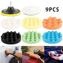 9Pcs 5'' 125mm Buffing Polishing Sponge Pad w/ Drill Adapter for Car Polisher #