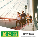 Photoluminescent Plastic Fire Exit Sign All Direction Arrows (Left Down) A