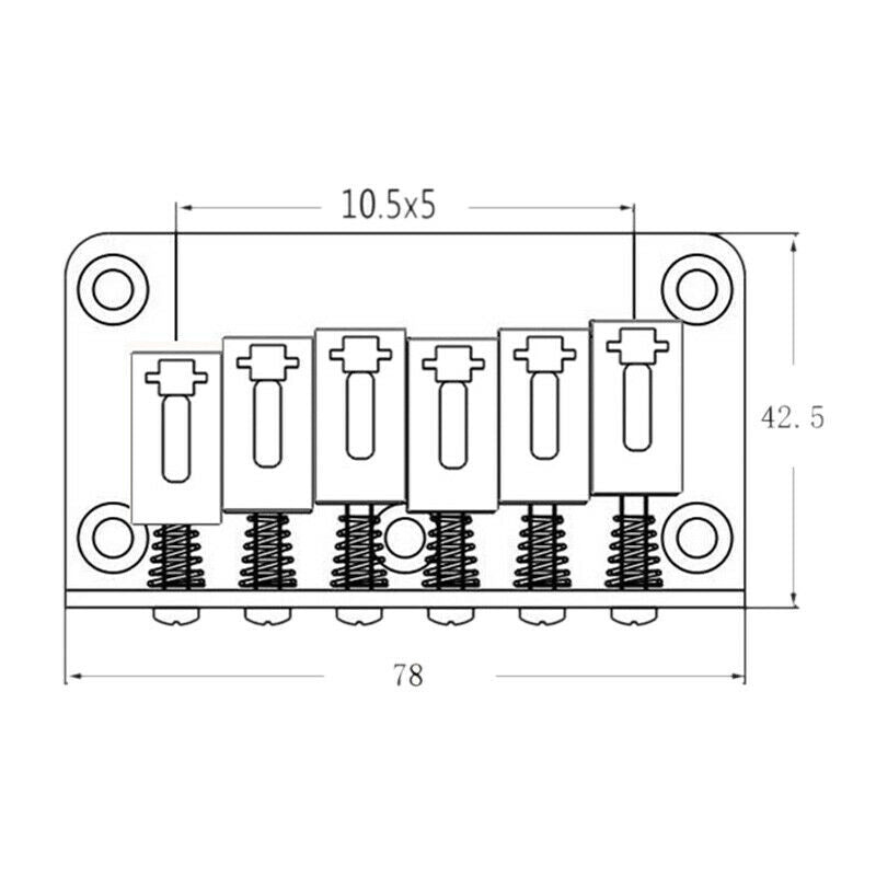 Hardtail Guitar Bridge Body Through for 6 String Electric Parts Black