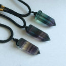 1*Natural Fluorite Quartz Crystal Pendant Point Pendulum Chakra Necklace Jewelry