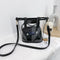 2pcs PVC Transparent Women Shoulder Crossbody Bag PU Clutch Handbag (Black)